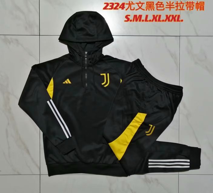 AAA Quality Juventus Hoodie Tracksuit - Black/Yellow